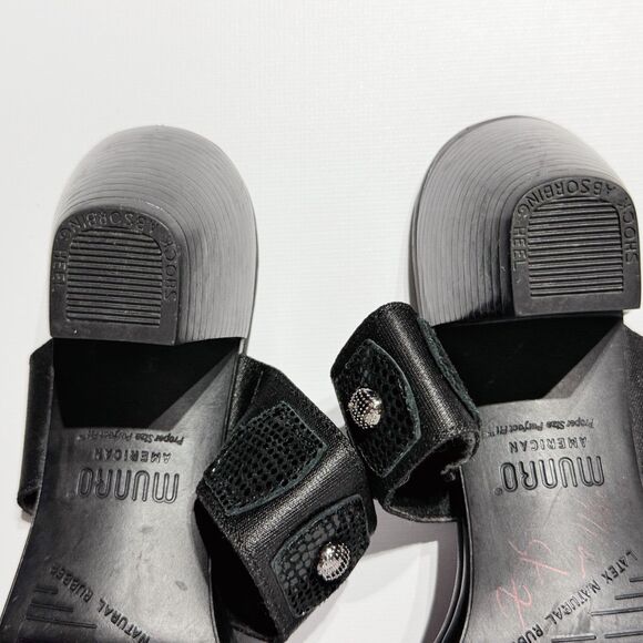 MUNRO AMERICAN Black Snakeskin Style Leather Heeled Slide Sandals Women Size 8N - Picture 13 of 14